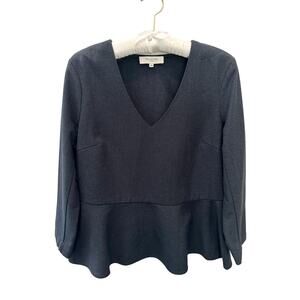 SELECTED FEMME | Charcoal Gray Peplum Blouse | Size 36 Small